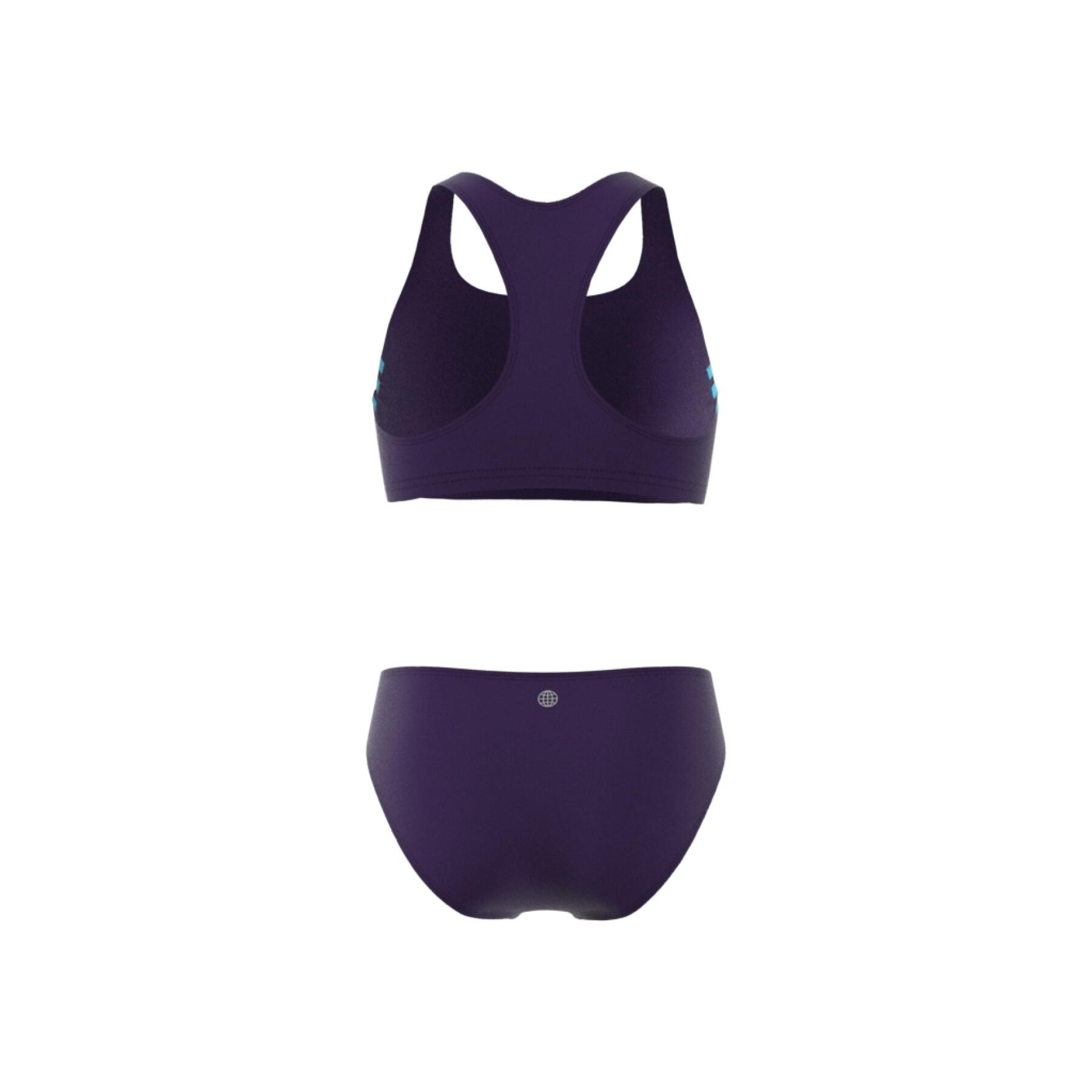2-piece swimsuit with 3 bands for girls adidas