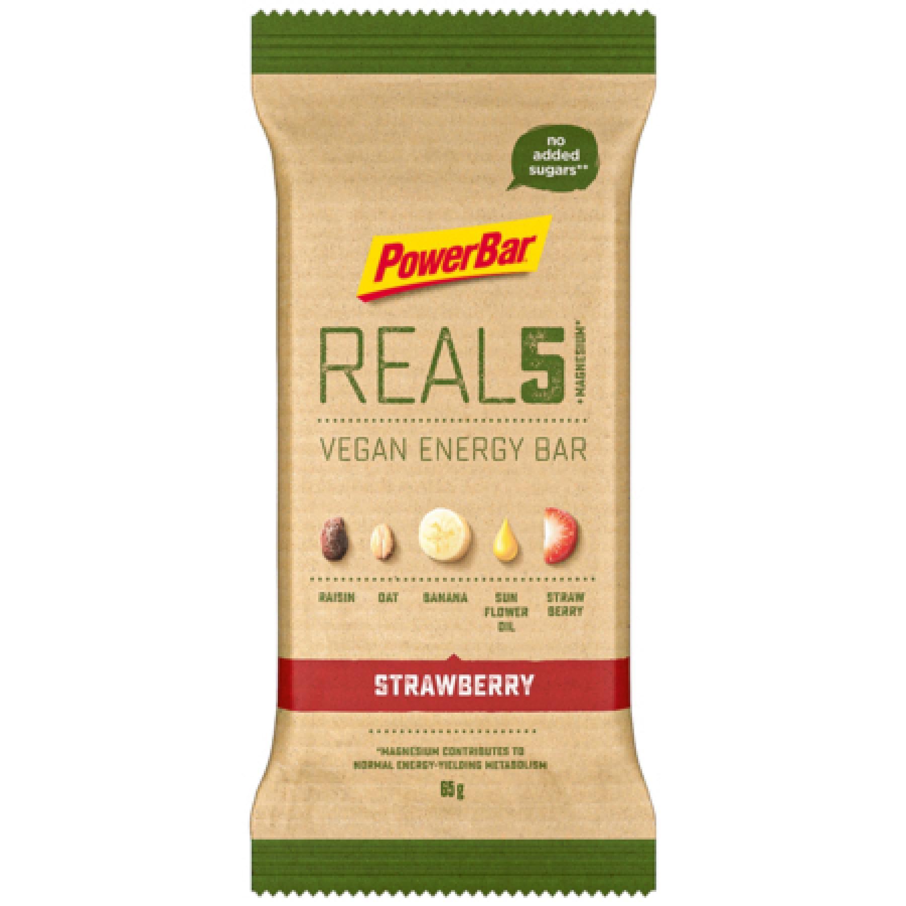 Bars PowerBar Real 5 Vegan Energy Bar 18x65gr Strawberry